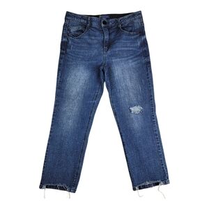 Democracy Ab Solution Jeans Petite 10 10P Blue Distressed Comfort Stretch